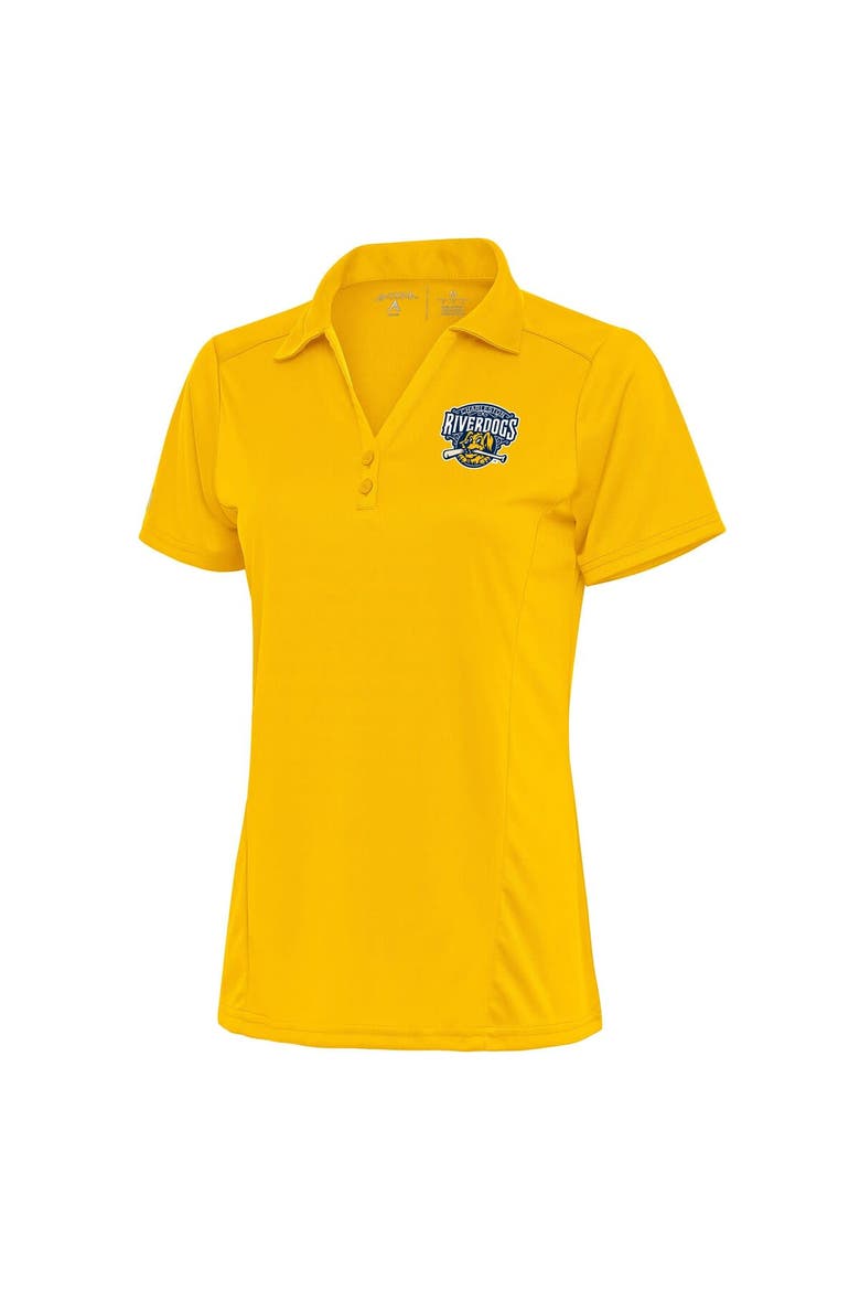 Women's Antigua Gold Charleston RiverDogs Tribute Polo, Main, color, Gold