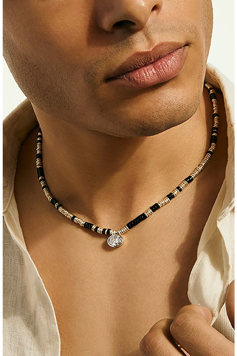 JH Lovestruck™ Heishi Pendant Necklace, Sterling Silver, Hardstones, Lab-Grown Diamond, 3.0TCW, Alternate, color, SILVER