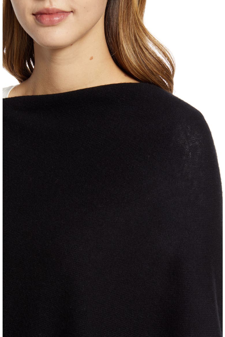 Wool & Cashmere Asymmetrical Poncho, Alternate, color, BLACK