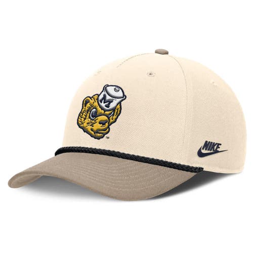 Nike Natural Michigan Wolverines Rise Legacy Throwback Logo Adjustable Hat In Multi