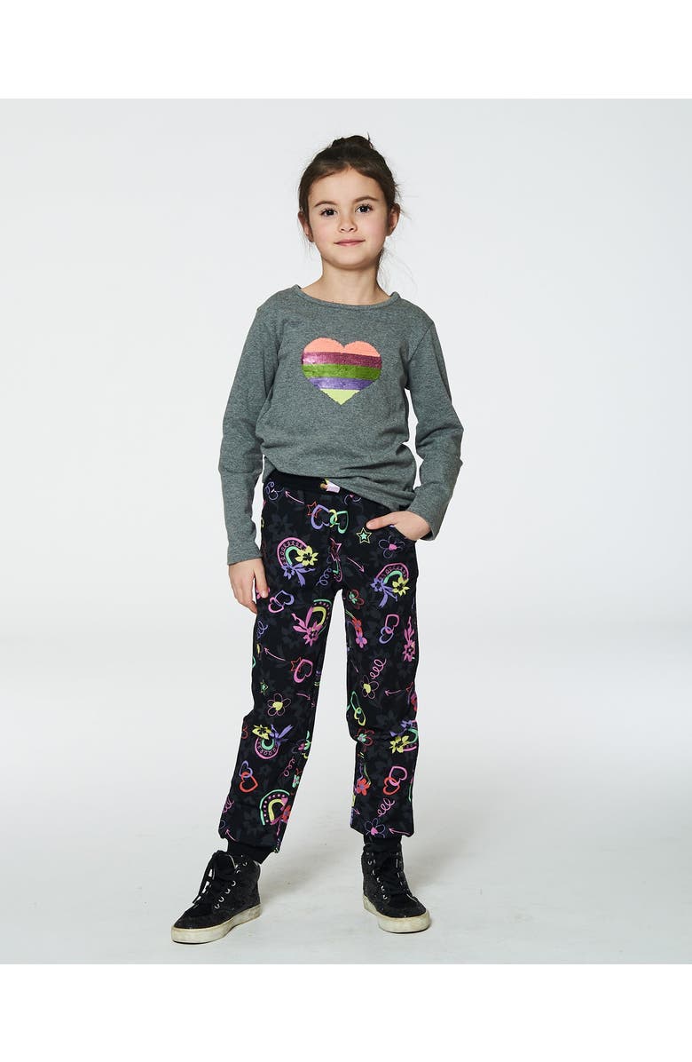 Deux par Deux Little Girl's Long Sleeve T-Shirt Dark Grey, Alternate, color,