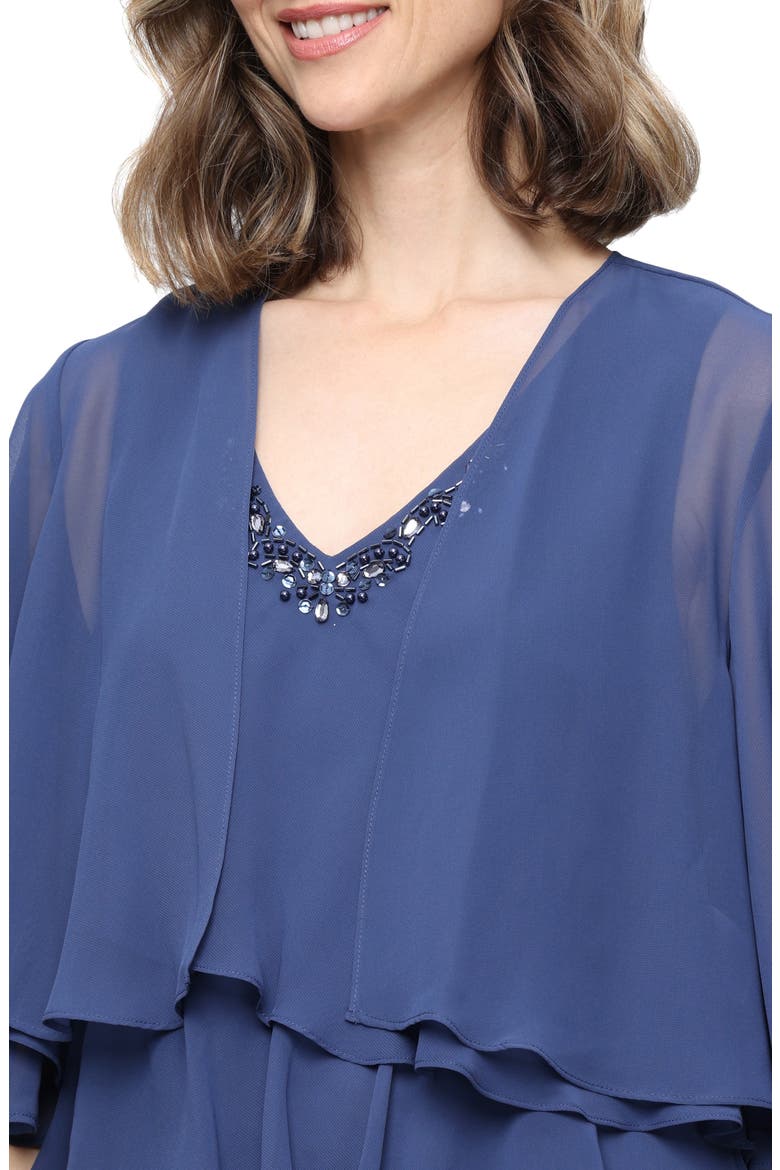 Tiered Ruffle Chiffon Dress with Jacket, Alternate, color, WEDGEWOOD
