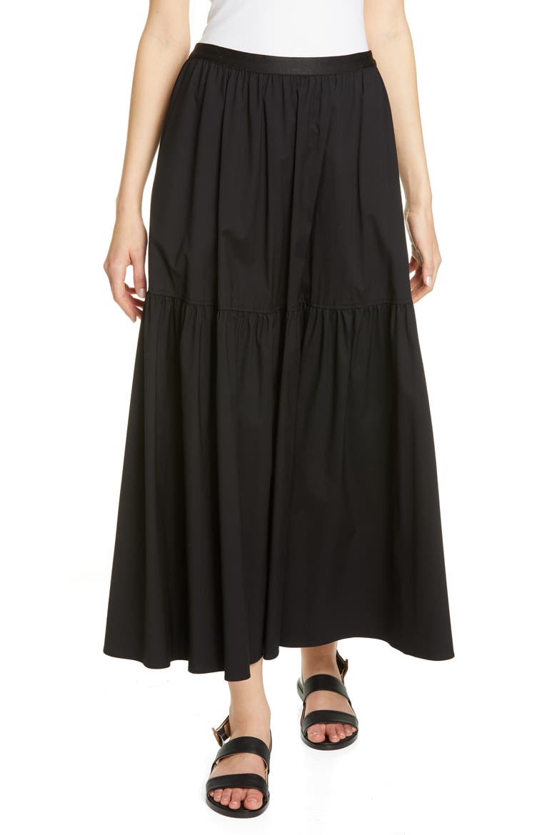 Safford Tiered Maxi Skirt, Main, color, BLACK