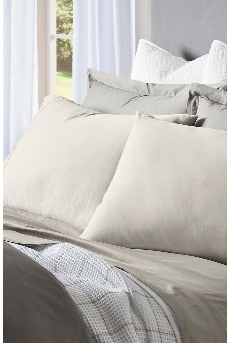 Set of 2 Percale Hemmed Pillowcases, Alternate, color, PEWTER