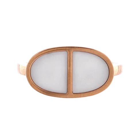 Chaine d'Ancre Verso Ring 18K Rose Gold with Ceramic Small