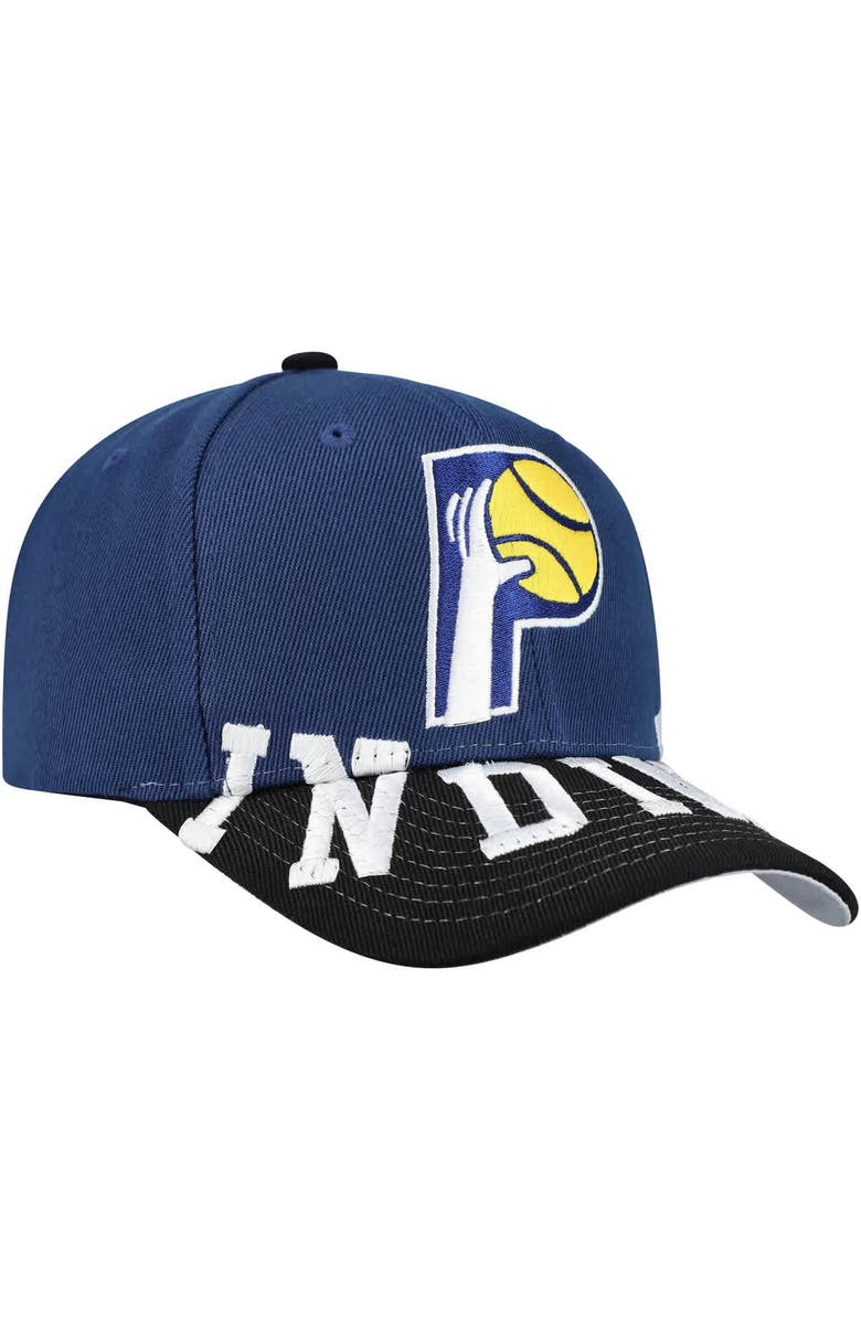Mitchell & Ness Men's Mitchell & Ness Navy/Black Indiana Pacers Underarch Two-Tone Pro Crown Snapback Hat, Alternate, color, 