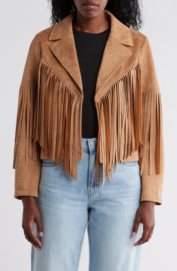 Lucky Brand Notch Collar Fringe Crop Jacket | Nordstromrack