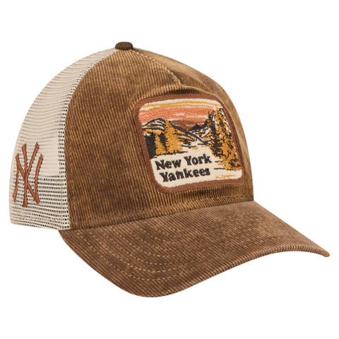 Men's New Era Dark Brown New York Yankees Vintage Landscape 9TWENTY A-Frame Adjustable Trucker Hat