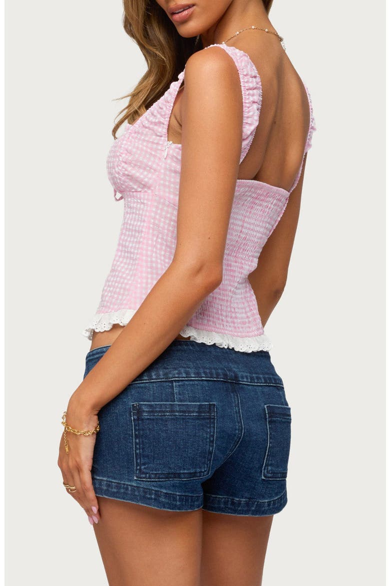 Zeffie Gingham Corset Tank, Alternate, color, PINK-AND-WHITE