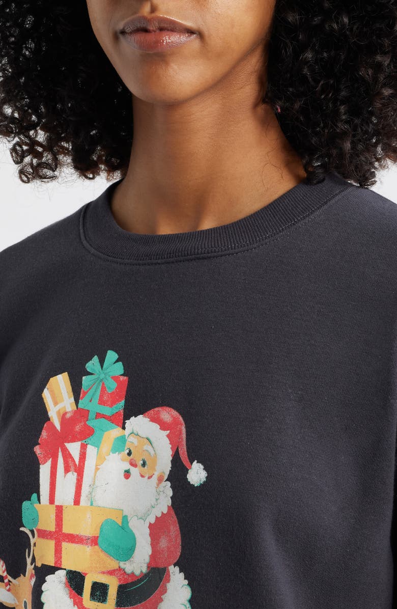 Vinyl Icons Holly Jolly Santa Crewneck Sweatshirt, Alternate, color, Phantom