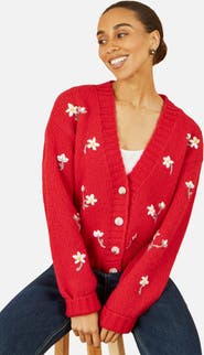 Yumi Hand Embroidered Chunky Knitted Cardigan