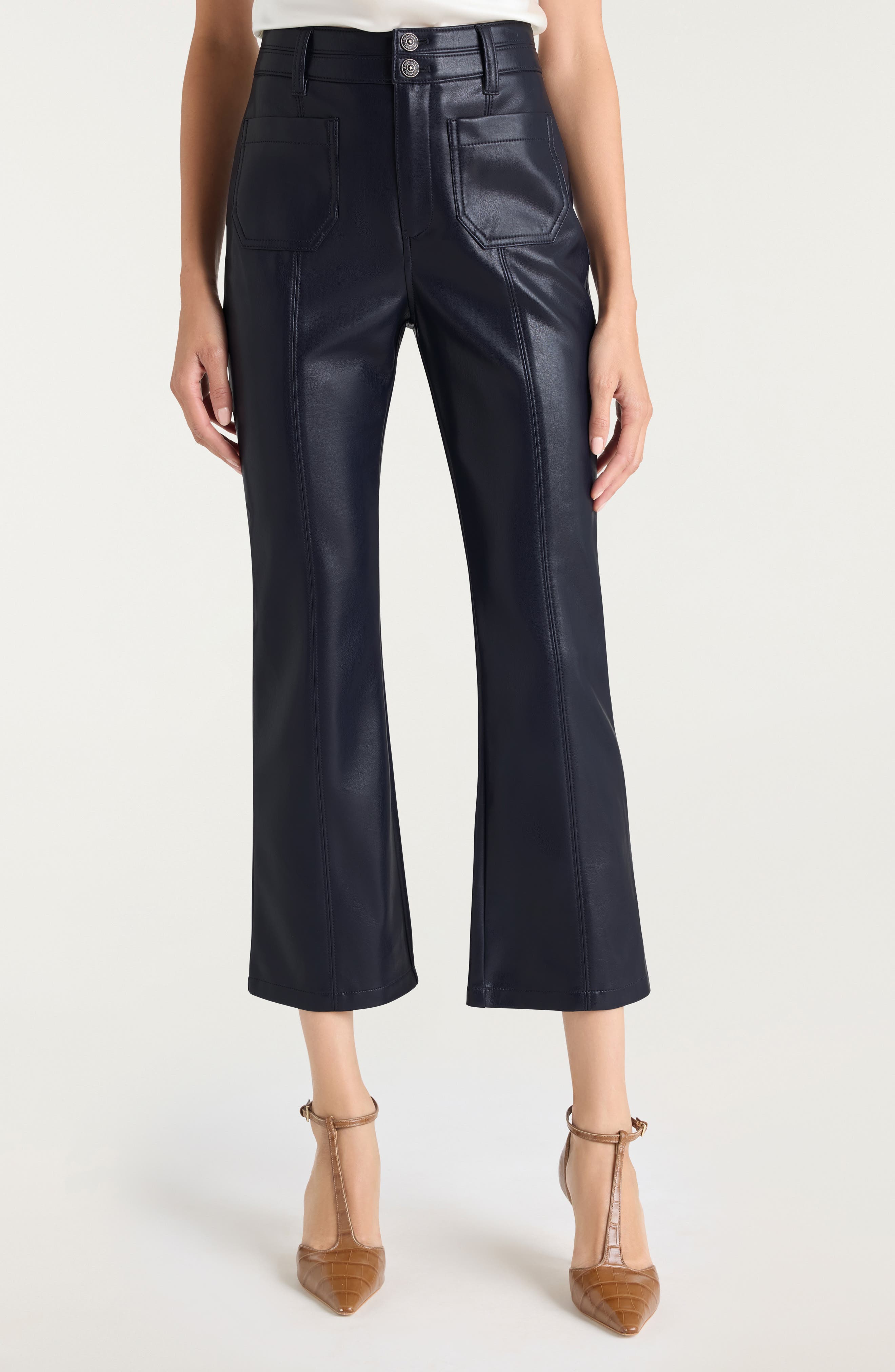 Cinq à Sept Dorothea Faux Leather Pants in Navy at Nordstrom, Size 10