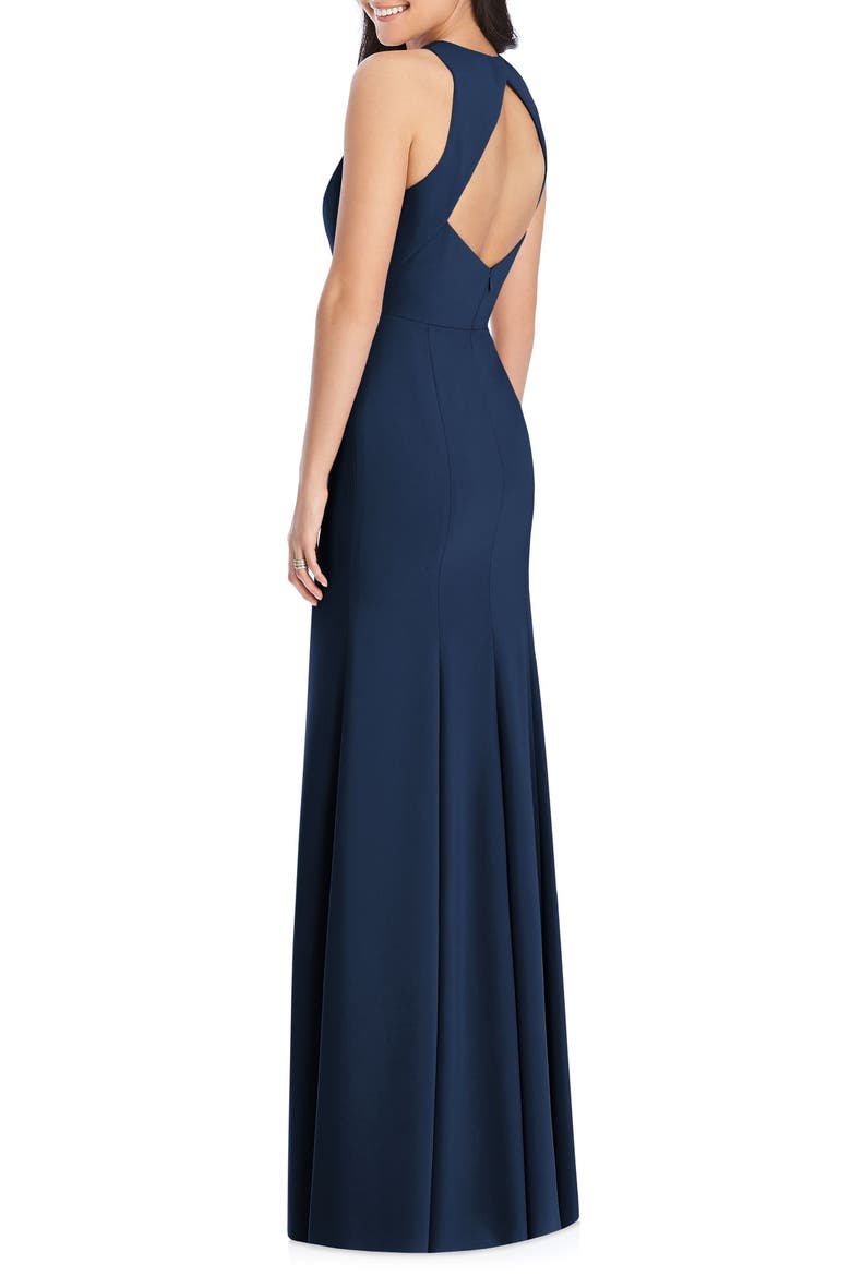 Crepe Column Gown, Alternate, color, MIDNIGHT