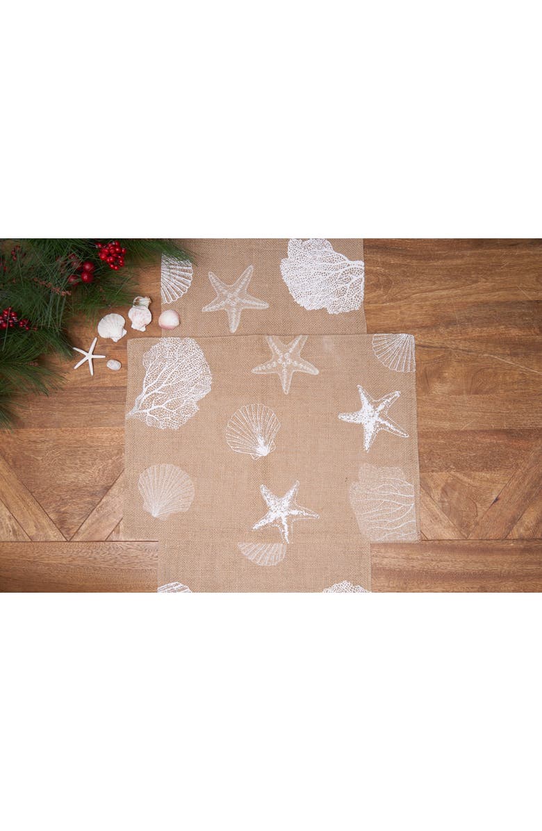C&F Home Sandy Coast Starfish Coral Shells Placemats Set of 6 Beach Coastal, 14" x 20", Alternate, color, Brown