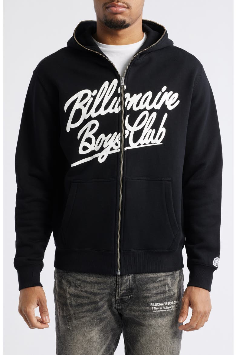 BB Script Logo Zip Hoodie, Alternate, color, BLACK