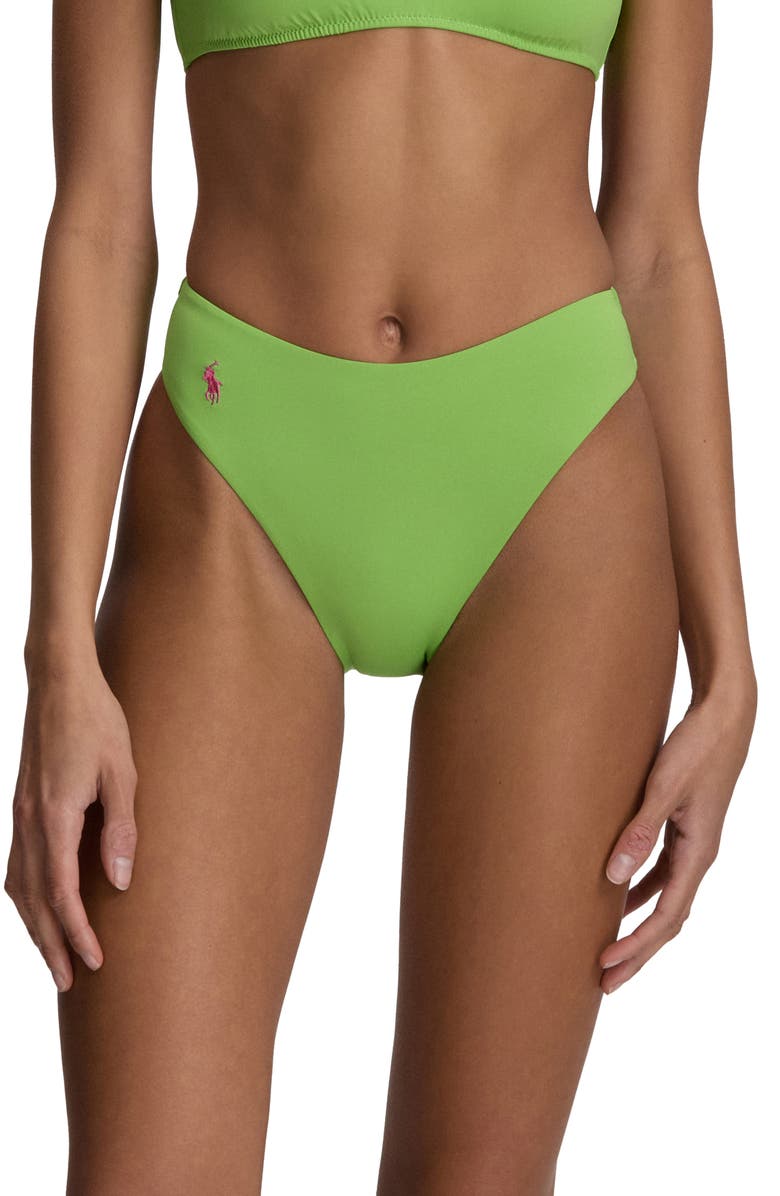 Polo Ralph Lauren Modern High Cut Bikini Bottoms, Main, color, Riviera Green