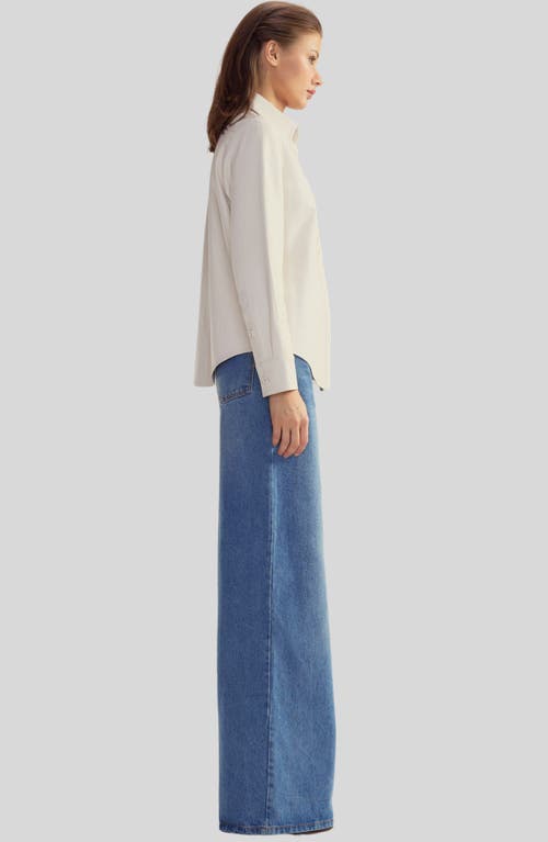 Cynthia Rowley Leather Button Up Shirt In White