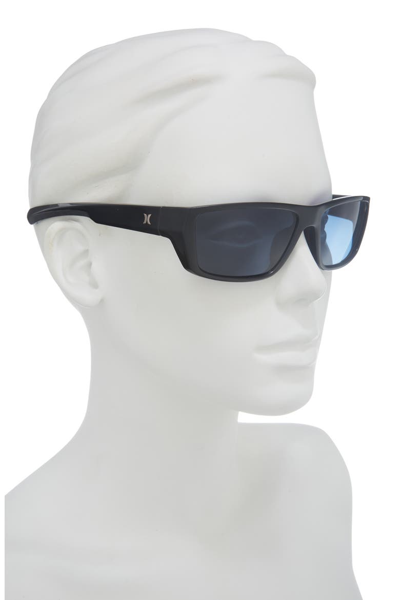 60mm Polarized Wraparound Sunglasses, Alternate, color, BLACK