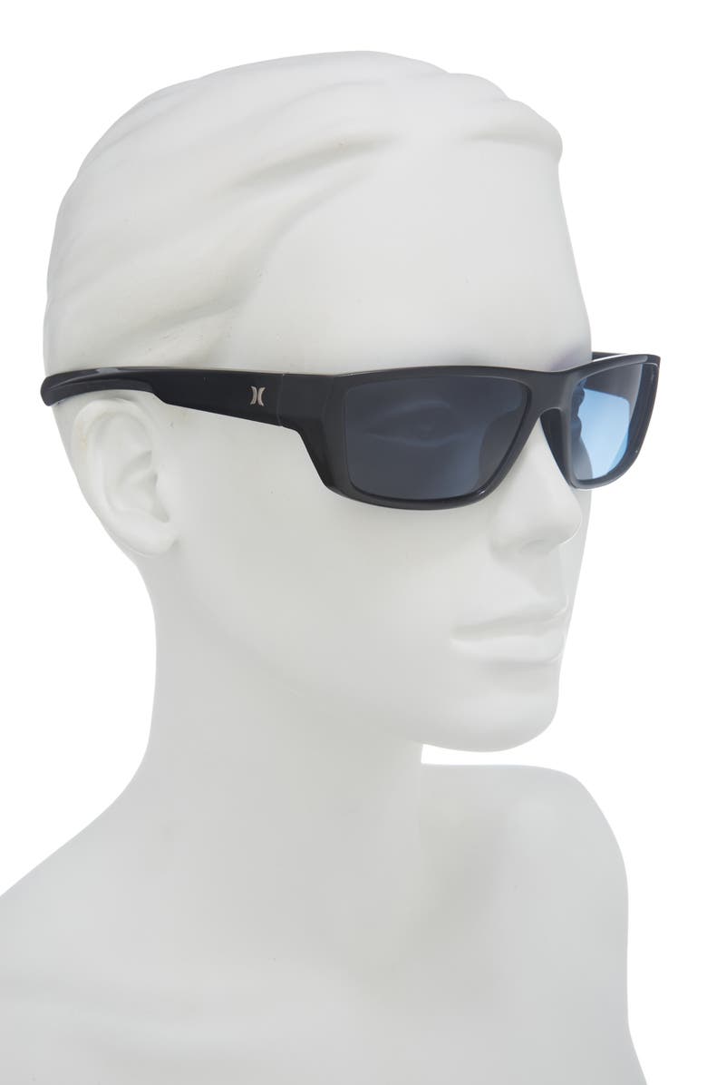 Hurley 60mm Polarized Wraparound Sunglasses, Alternate, color, Black