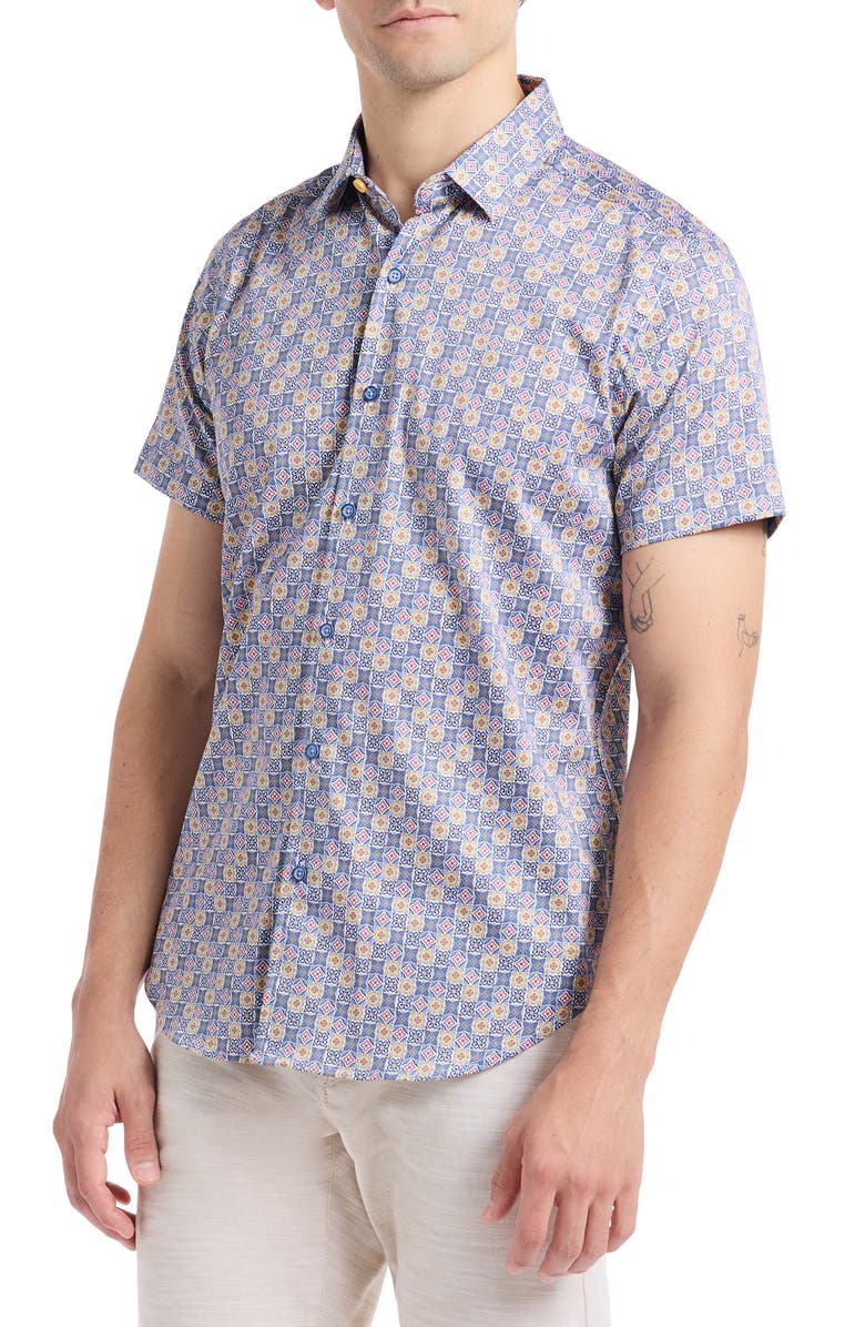 Robert Graham Kinloch Print Woven Button-Up Shirt, Alternate, color, Multi Blue