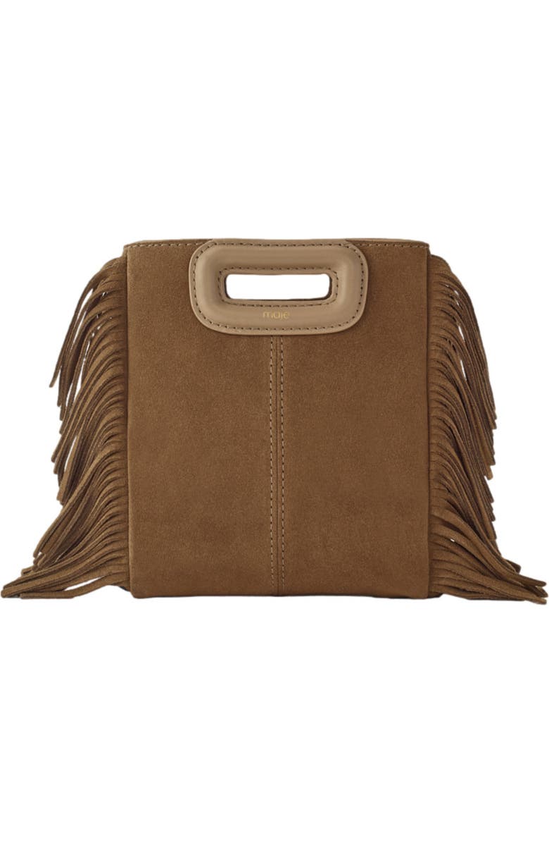 maje M mini bag in suede leather, Main, color, Camel