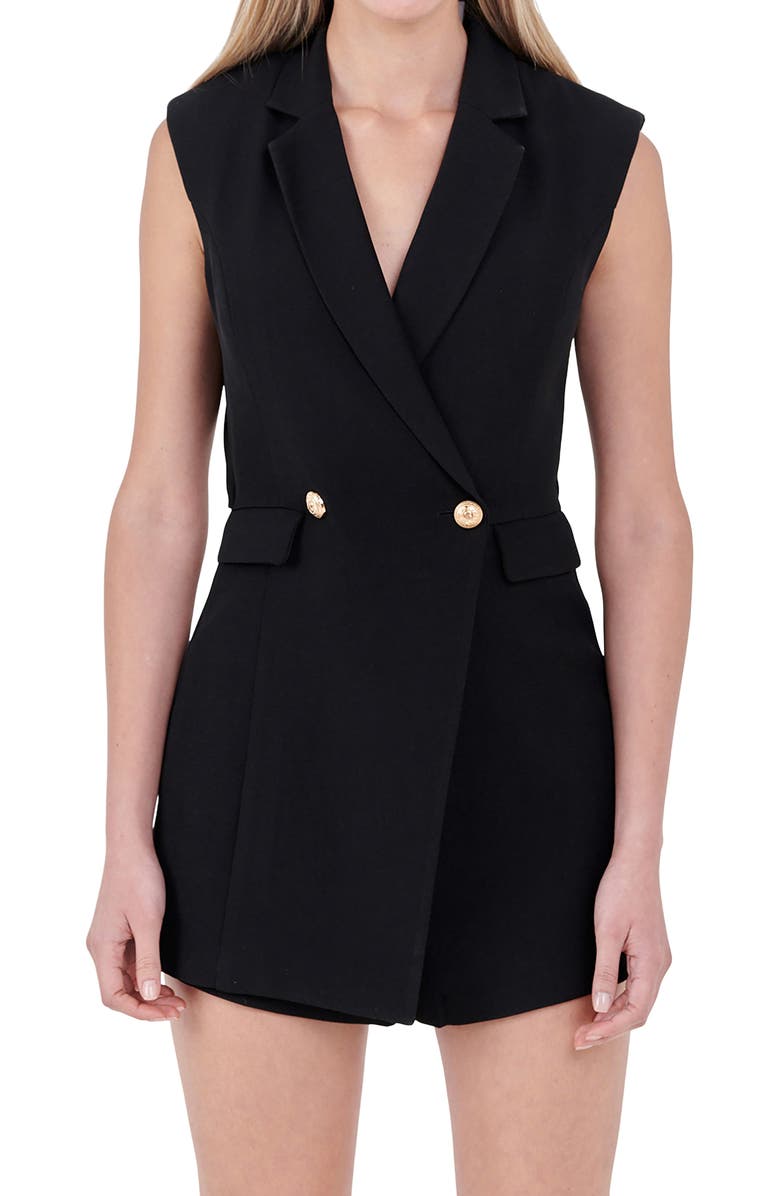 Endless Rose Sleeveless Blazer Romper, Alternate, color, 