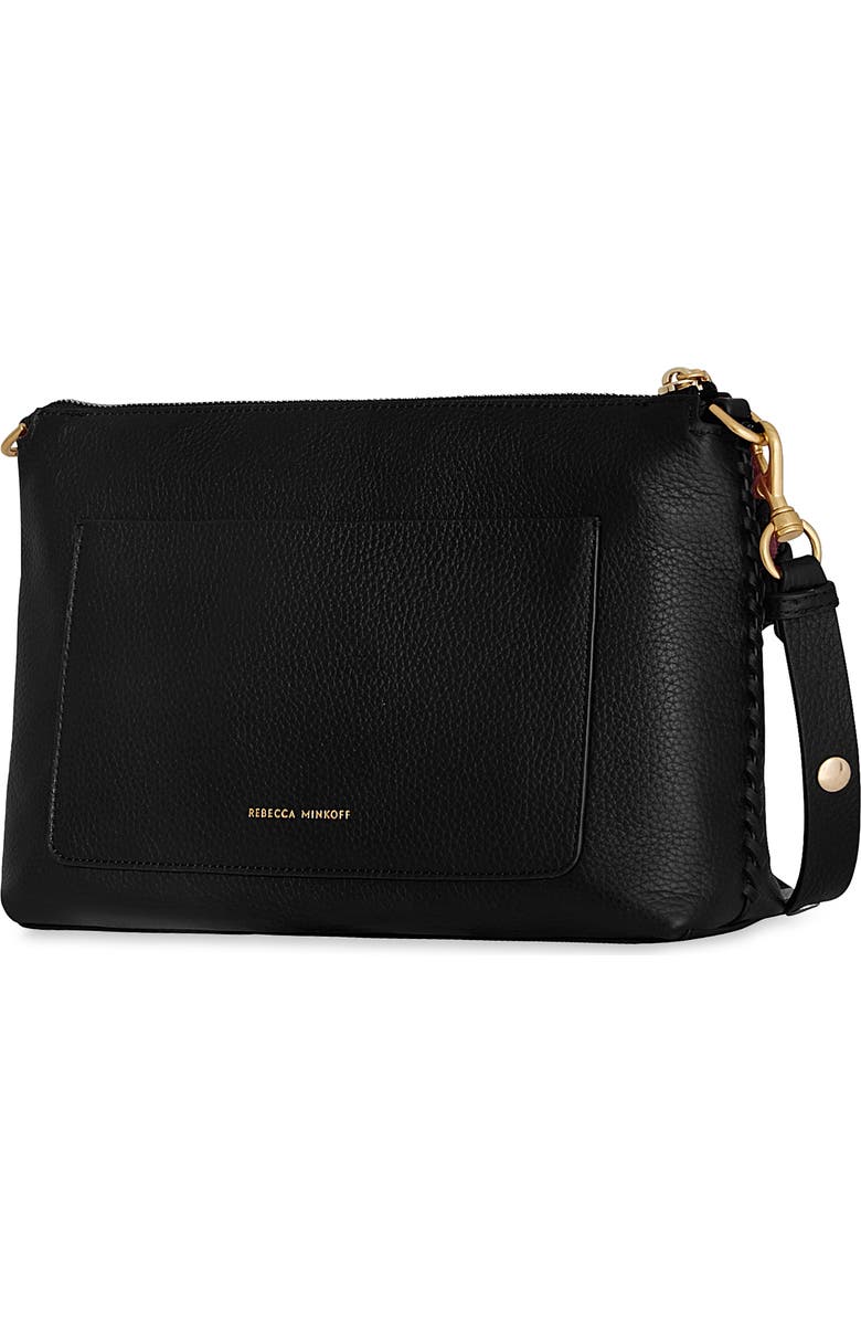 Rebecca Minkoff Darren Top Zip Leather Shoulder Bag, Alternate, color, Black