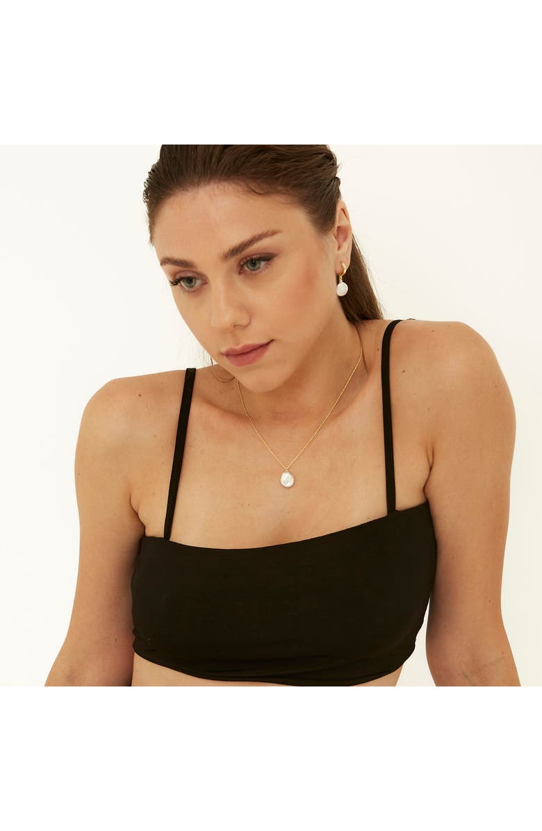 Spero London Baroque Flat Pearl Pendant Necklace Sterling Silver, Alternate, color, Gold