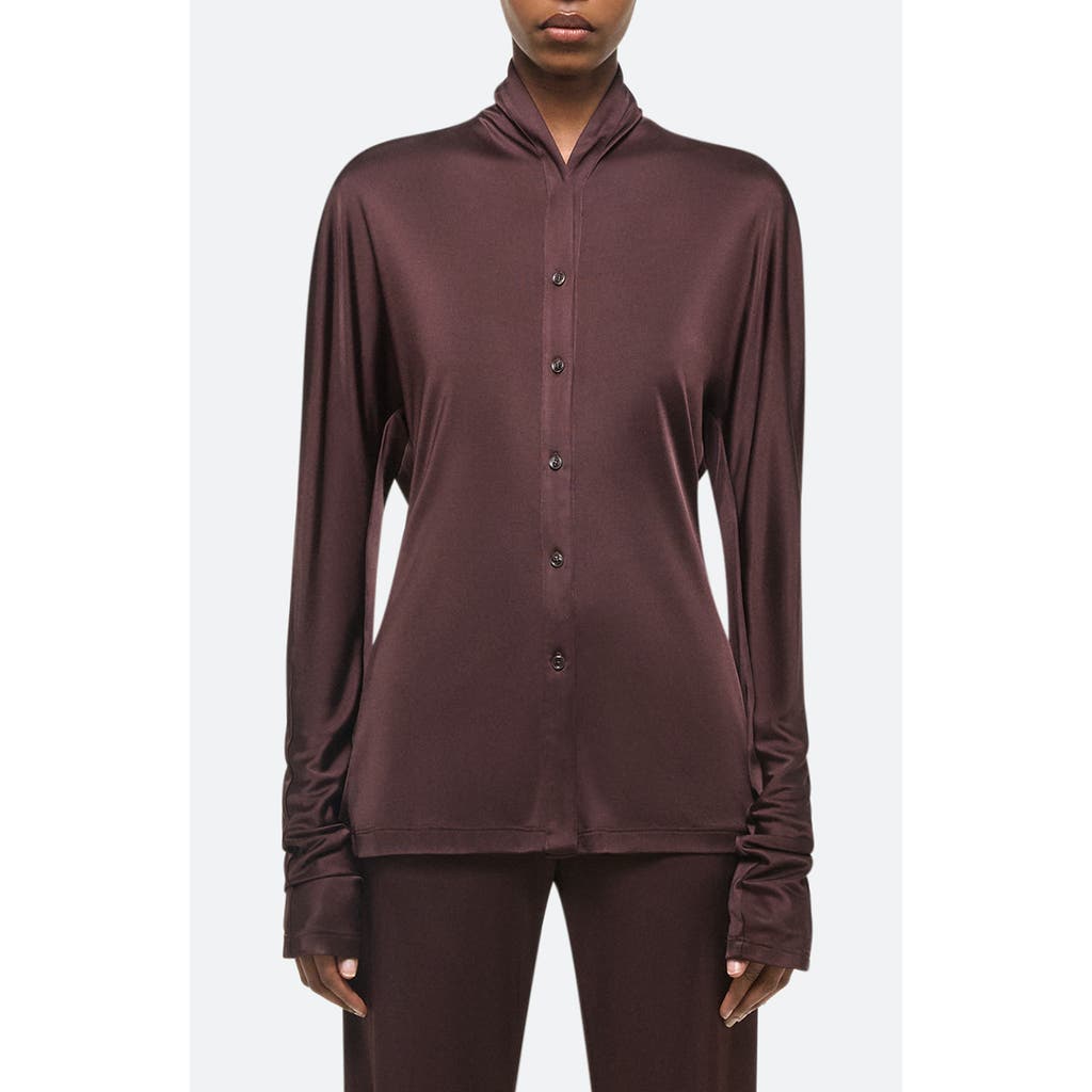 Helmut Lang Shawl Collar Button-up Shirt In Gold