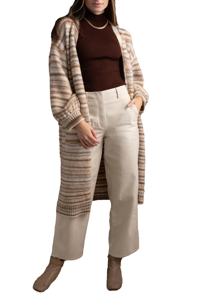 Stripe Knit Coatigan, Main, color, NATURAL
