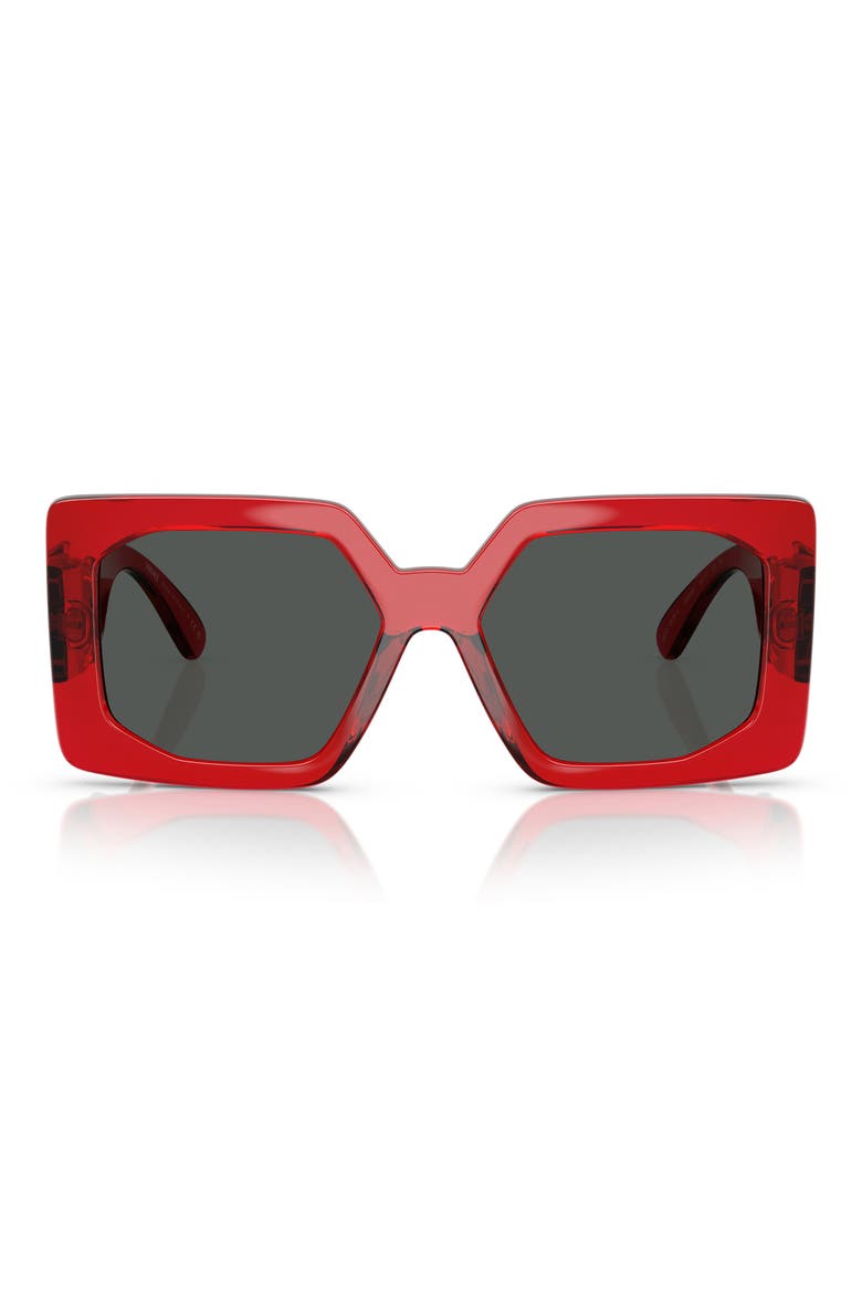 55mm Square Sunglasses, Main, color, TRANSPARENT RED