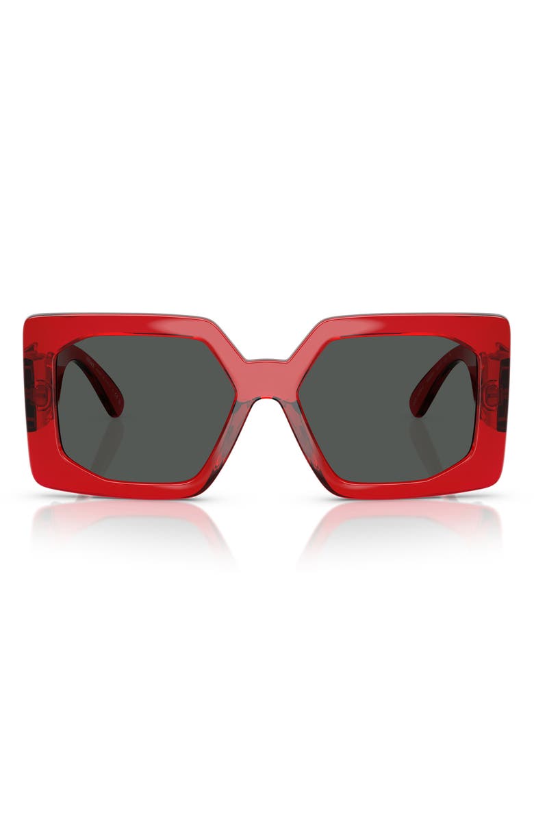 Versace 55mm Square Sunglasses, Main, color, Transparent Red