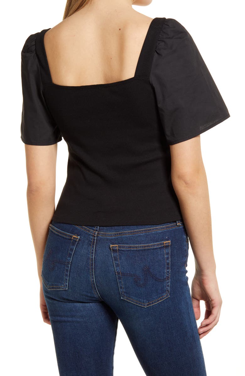 1.STATE Puff Sleeve Square Neck Top, Alternate, color, 