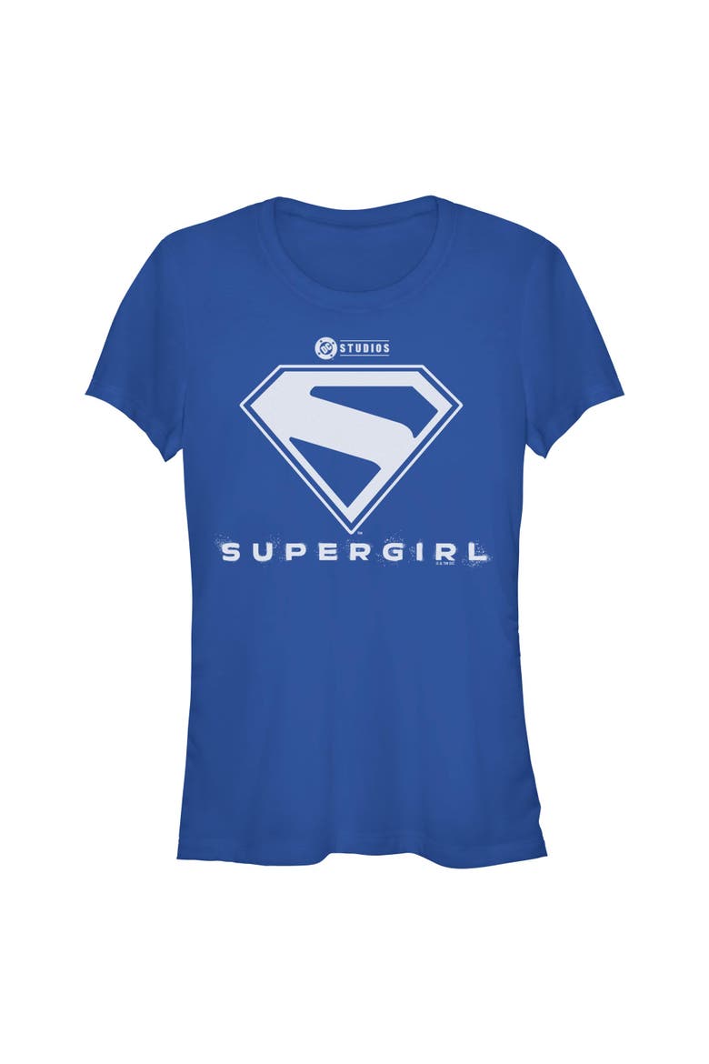 Junior's Official Shield White Logo Short Sleeve Graphic T-Shirt, Main, color, Royal Blue