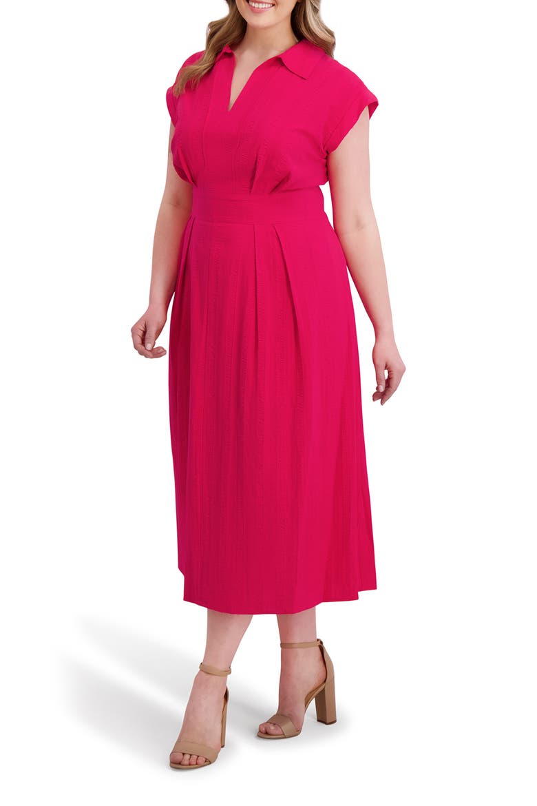 Pleated Cotton Maxi Dress, Alternate, color, PINK