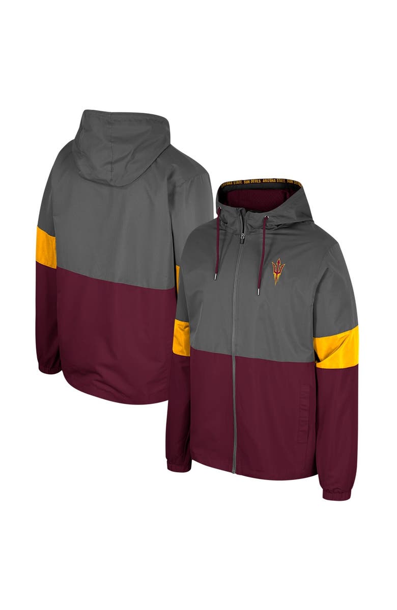 COLOSSEUM Men's Colosseum Charcoal Arizona State Sun Devils Miles Full-Zip Hoodie Jacket, Main, color, 