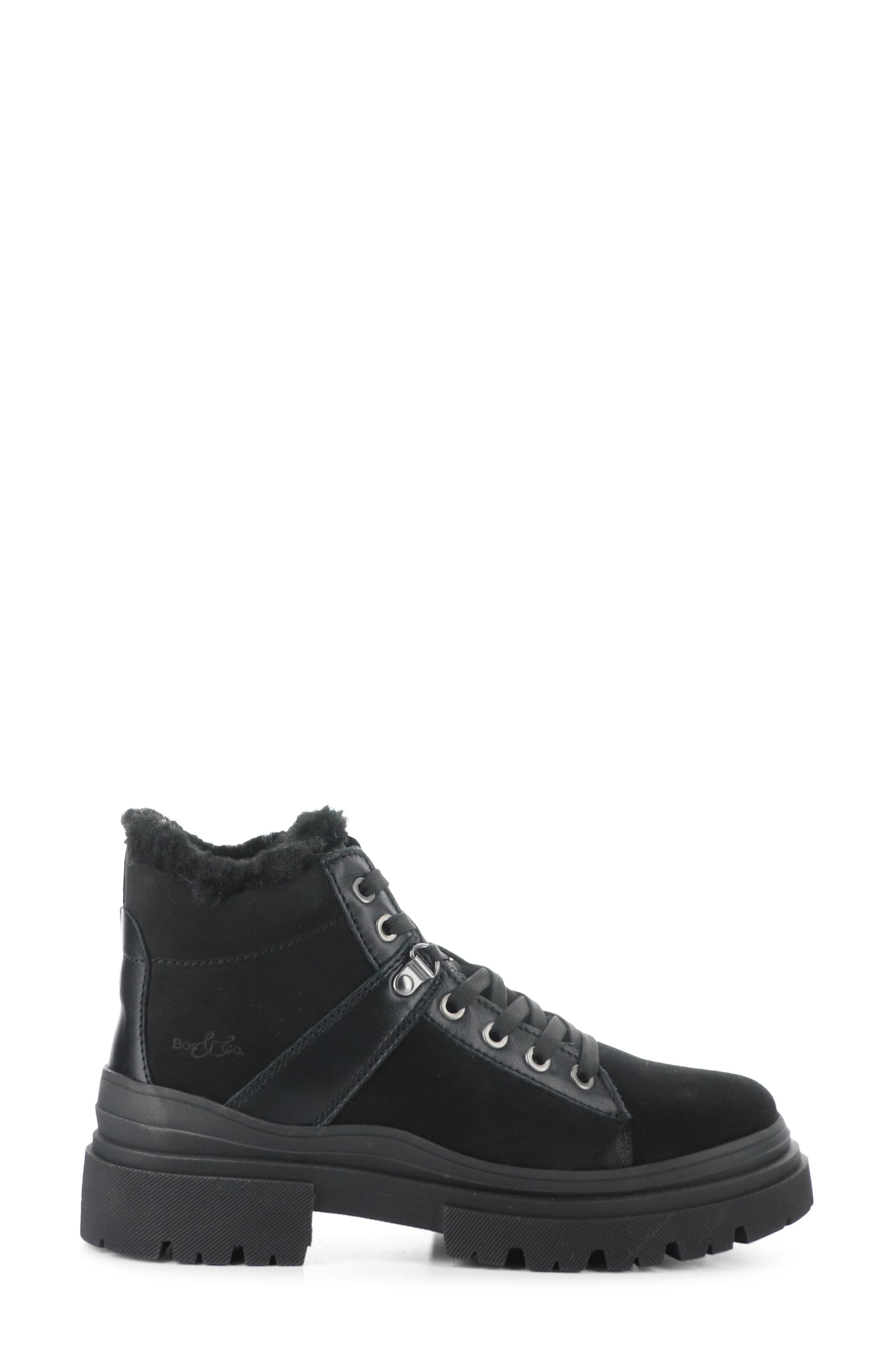 River Waterproof Platform Ankle Boot, Alternate, color, BLACK SUEDE/ MURTA FAUX FUR