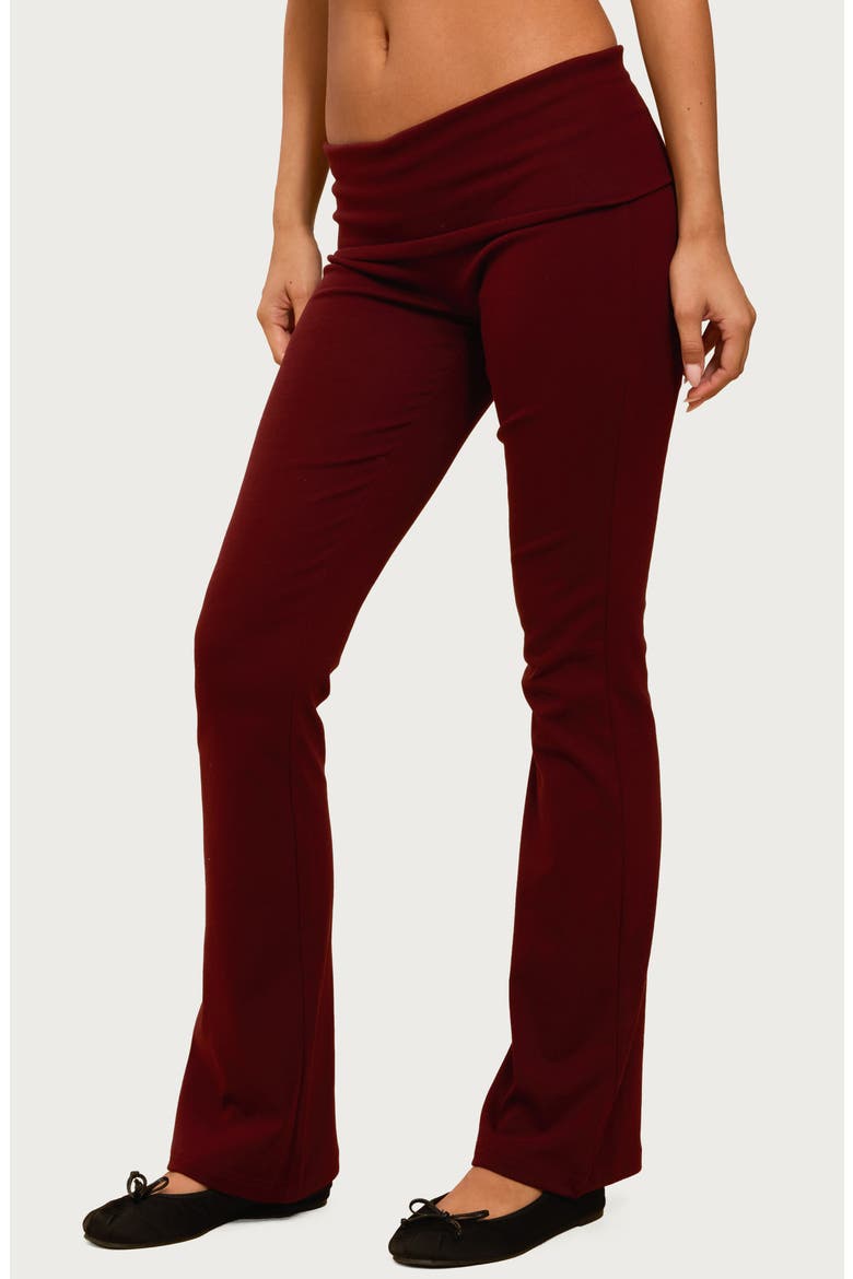 Ivanne Foldover Stretch Cotton Flare Pants, Alternate, color, BURGUNDY