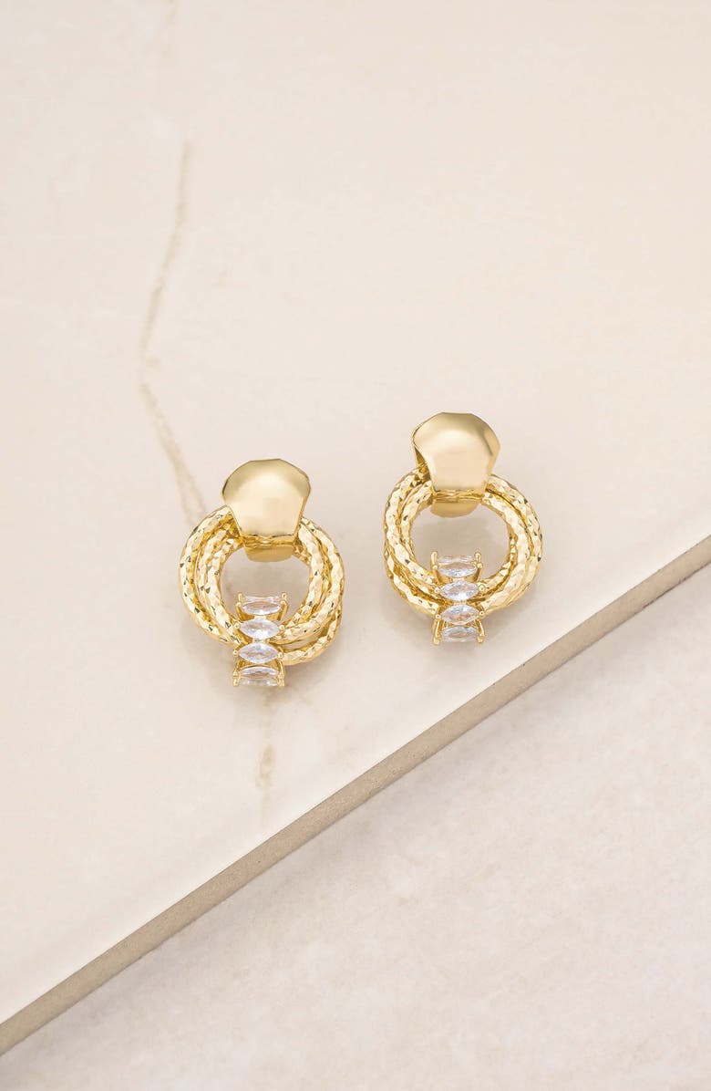 Ettika Mini Barrel Drop Earrings, Alternate, color, Gold