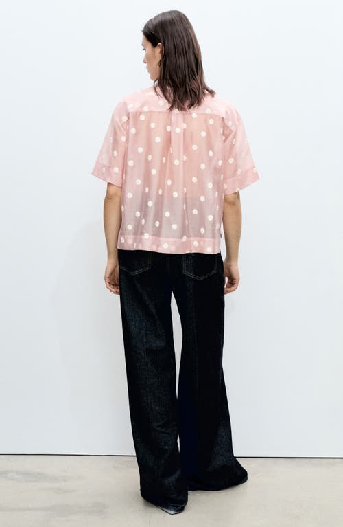 Mango Daisy Embroidered Short Sleeve Button-up Shirt