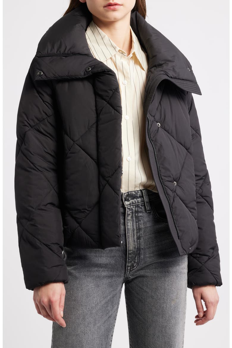 Missy Water Resistant Diamond Quilted Jacket, Alternate, color, BLACK