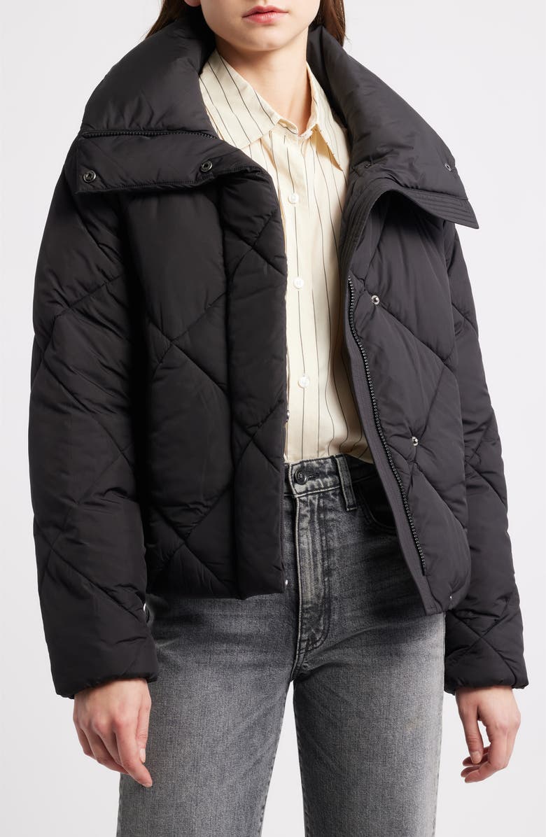 BCBG Missy Water Resistant Diamond Quilted Jacket, Alternate, color, Black