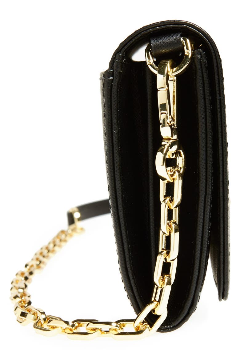 'Robinson' Leather Wallet on a Chain, Alternate, color, BLACK