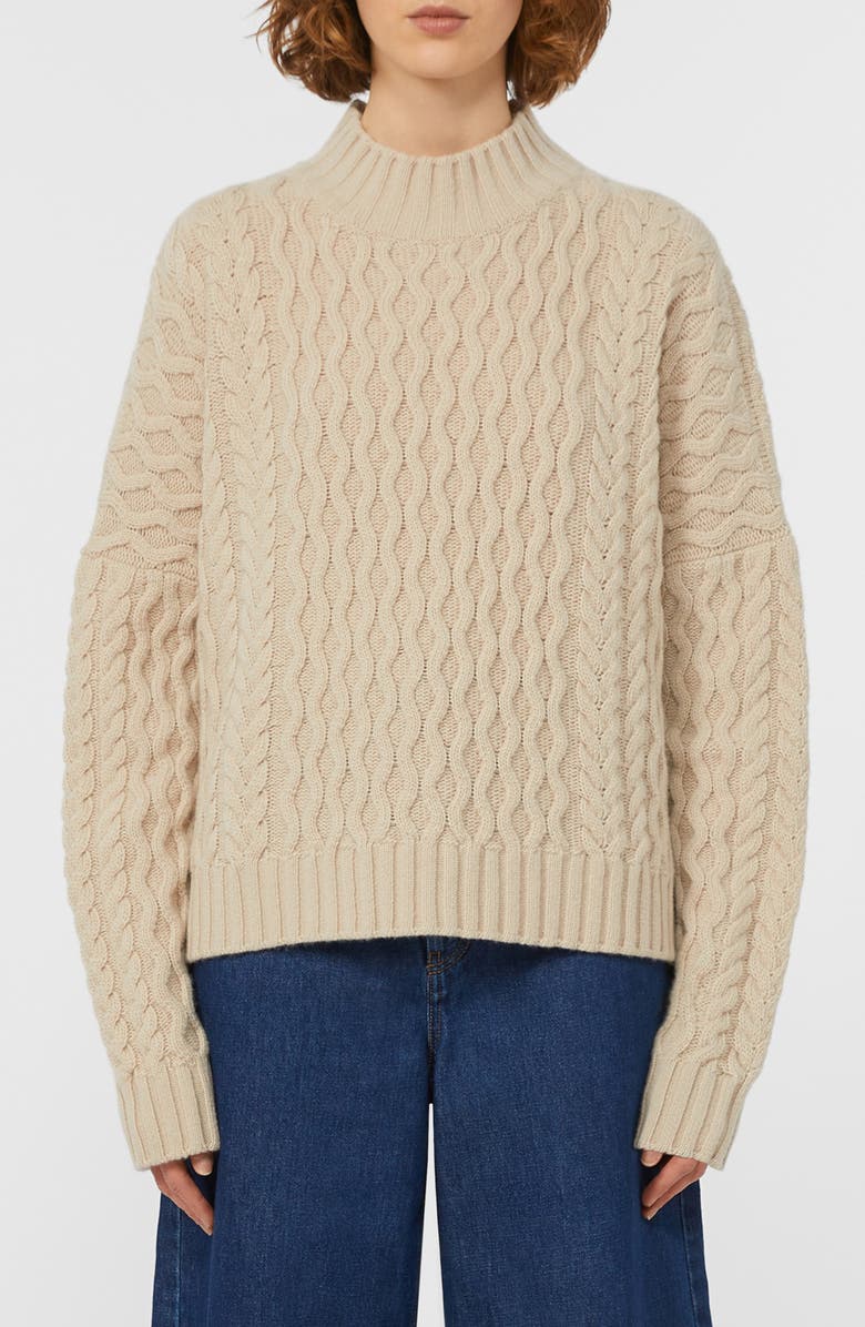 Weekend Max Mara Yard Mock Neck Wool Sweater, Main, color, Beige