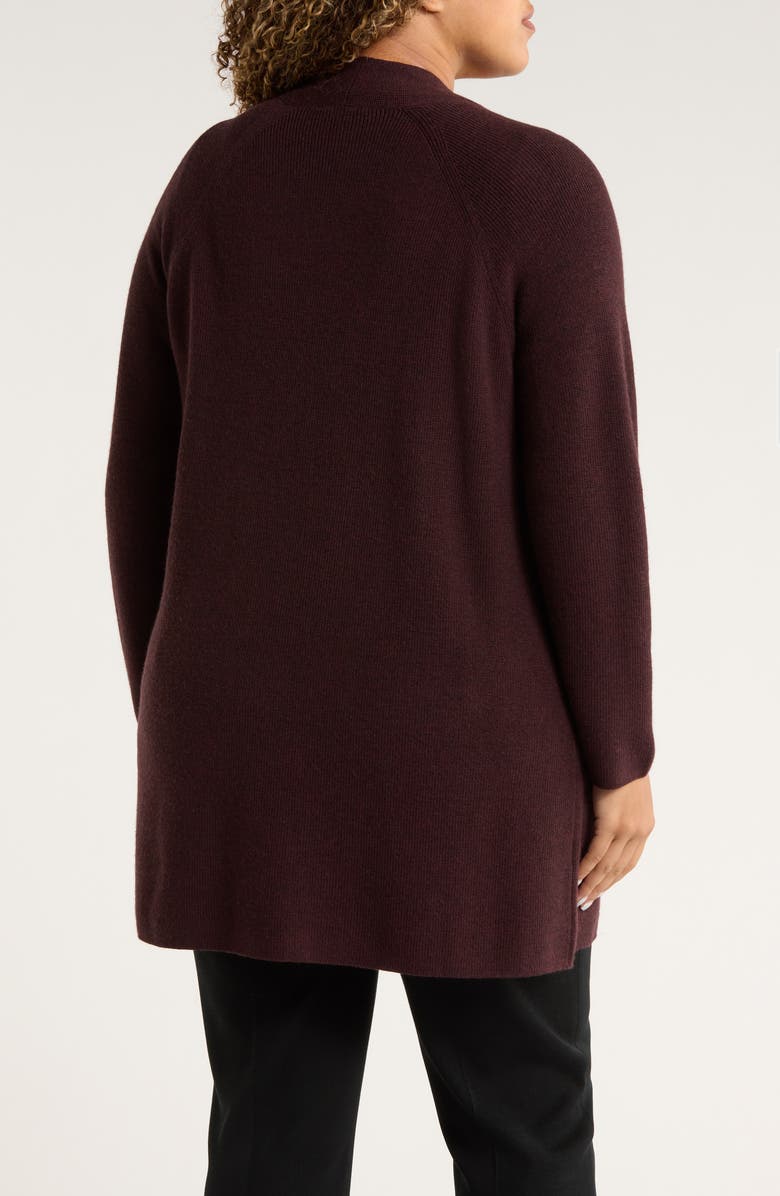 Eileen Fisher Open Front Wool Cardigan, Alternate, color, Cassis