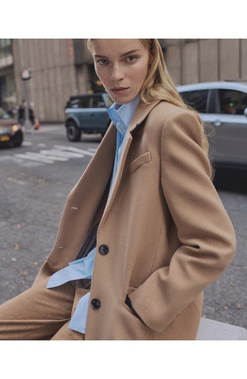 Mango Tailored Wool Blend Coat In Medium Brown