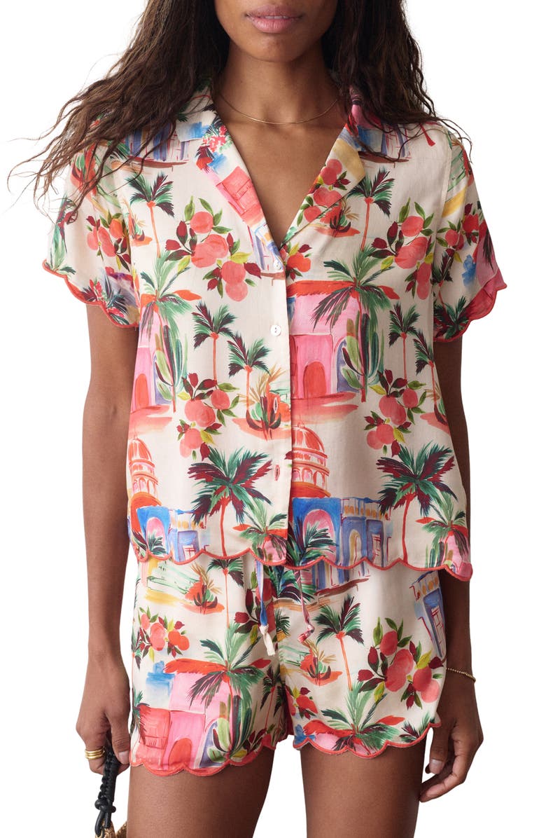 Marine Layer Paloma Short Sleeve Button-Up Shirt, Main, color, Palmas Print