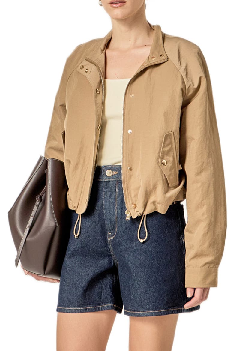 Snap Bomber Jacket, Alternate, color, BEIGE