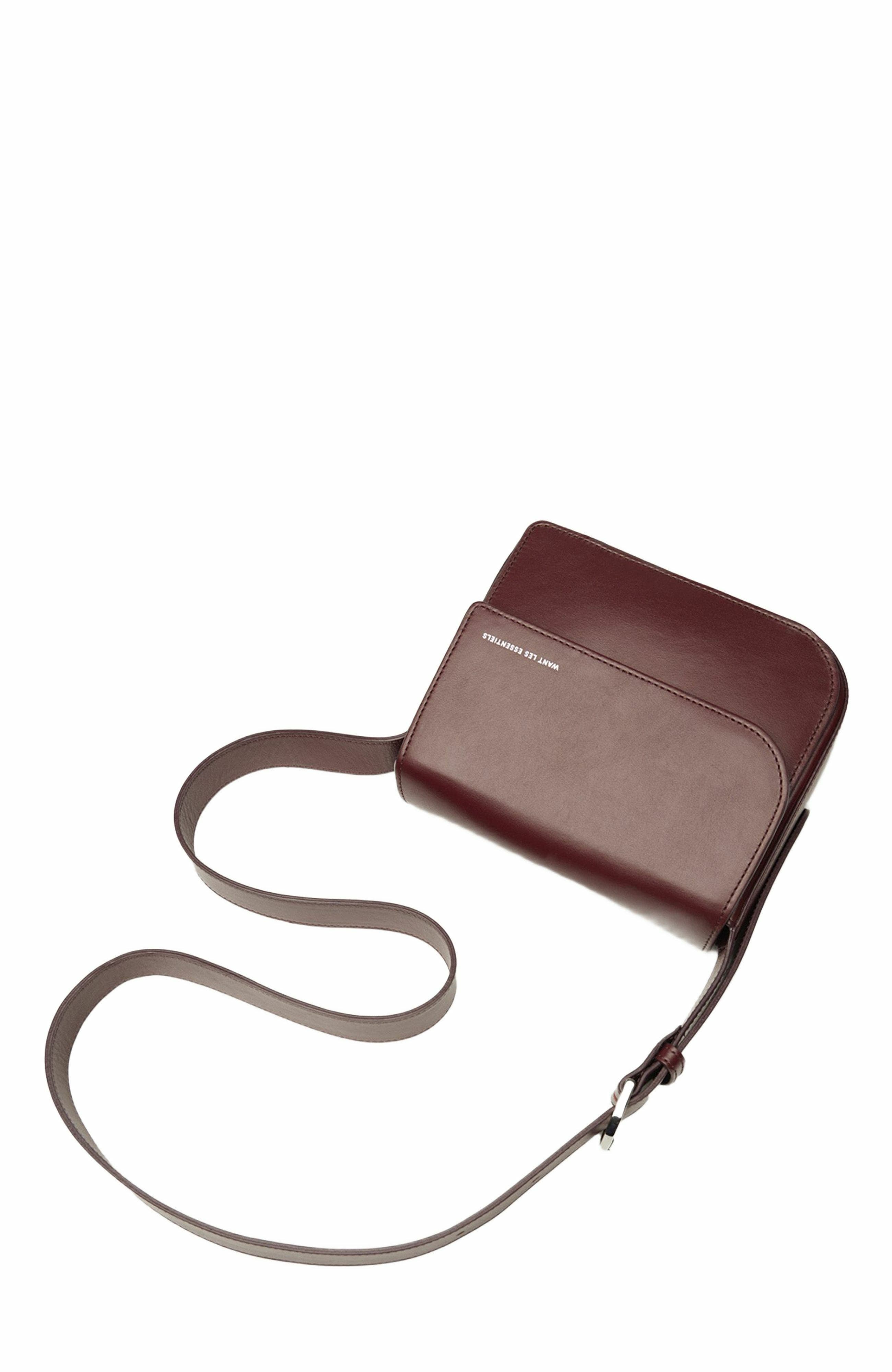 Arch Smooth Leather Crossbody Bag, Alternate, color, Dark Cherry