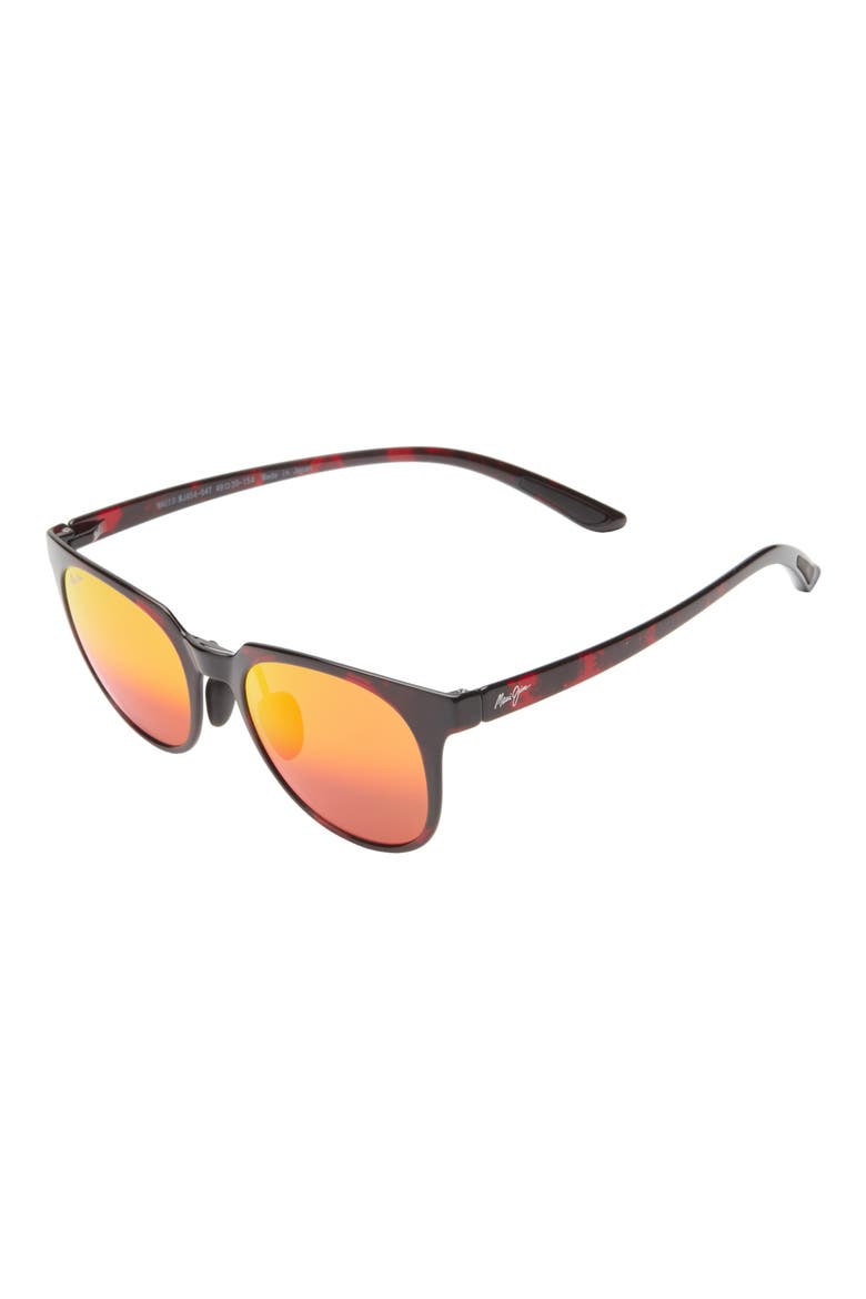 49mm Polarized Round Sunglasses, Alternate, color, RED TORTOISE RED TORTOISE LAVA